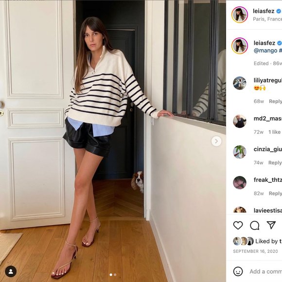 Mango Half Zip Striped Oversized Sweater BLOGGERS FAVORITE SOLD OUT!! - Picture 2 of 4